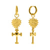 Stainless steel gold plated neo-gothic charm earrings