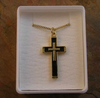 Black Enamel Double Cross Pendant with Chain and Box 19.5×34.5mm