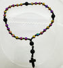 33 Bead Anglican Prayer Beads MULTICOLORED WITH BLACK STONE CROSS