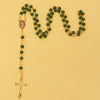 Catholic Rosary - HOLY MARY VINTAGE DARK GREEN GLASS STONE BEADS 6MM