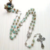 Catholic Rosary - ST CHRISTOPER GREEN GLASS STONE BEADS 6MM
