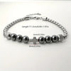 304 Stainless Steel & Black Onyx Bead & Cross Pendant Bracelet