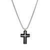 Blaze men’s black and stainless steel inlay cross pendant necklace