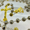 Catholic Rosary Rose BEADS BOXED SILVER PLATED