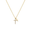 Stainless steel double cross necklace with Cz detail