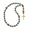 33 Bead Anglican Prayer Beads GREEN AND TIGER EYE STONES WITH STAINLESS STEEL SILVER CROSS