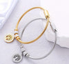 Gold or Silver Stainless Steel Bangle with Rhinestone & Tree Charm