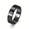 Blaze stainless steel IP shiny black ring with silver cross