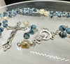 Catholic Rosary - GLASS STONE LOOK BLUE/GREY 6MM