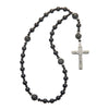 33 Bead Anglican Prayer Beads BLACK LAVA STONES WITH STAINLESS STEEL CROSS