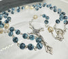 Catholic Rosary - GLASS STONE LOOK BLUE/GREY 6MM