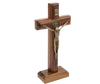 St Benedict Antique Gold Crucifix with Stand 17cm