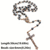 Catholic Rosary - 6MM BLACK METAL BEADS AND BRONZE CHAIN AND CRUCIFIX