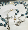 Catholic Rosary - GLASS STONE LOOK BLUE/GREY 6MM