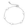 Sterling silver or gold plated fine link bracelet with petite multi-flowers