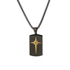 Stainless steel 2.5MM box chain (55cm) with brushed northern star & zircon tag necklace