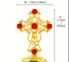 Diamond-Inlaid Gold Metal Cross