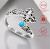 925 Sterling Silver Cross Spoon Ring, Vintage Bohemian Style Inspirational Faith Band With Vine Pattern