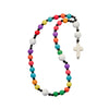 33 Bead Anglican Prayer Beads MULTICOLOURED WITH WHITE STONE CROSS