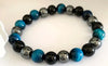 Black Obsidian, Blue Tiger Eye AND Hematite Natural Stone BeadS Bracelet