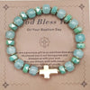 Glass Ston Beaded Bracelet with Cross Charm