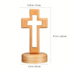 Rustic Beech Wood Cross With Stand