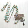 Catholic Rosary - ST CHRISTOPER GREEN GLASS STONE BEADS 6MM