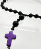 33 Bead Anglican Prayer Beads BLACK STONES WITH PURPLE STONE CROSS