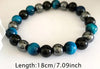 Black Obsidian, Blue Tiger Eye AND Hematite Natural Stone BeadS Bracelet