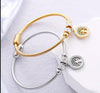 Gold or Silver Stainless Steel Bangle with Rhinestone & Tree Charm