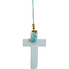 Hanging Wooden Cross Chalk Blue 16cm