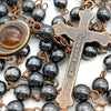 Catholic Rosary - 6MM BLACK METAL BEADS AND BRONZE CHAIN AND CRUCIFIX