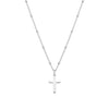 Stainless steel satellite link chain and cross pendant necklace