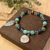 8mm Tiger's Eye & White Beads with Green Aventurine Angel Wing & Rose Quartz Heart Pendant