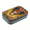 Religious Virgin Mary Rosary Metallic Box with Snap Closure