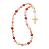 33 Bead Anglican Prayer Beads MULTICOLOURED WITH STAINLESS STEEL GOLD CROSS