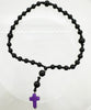 33 Bead Anglican Prayer Beads BLACK STONES WITH PURPLE STONE CROSS