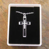 Black Enamel Double Cross Pendant with Chain and Box 19.5×34.5mm