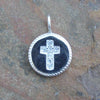 Sterling Silver CZ Cross Disk Pendant 9mm