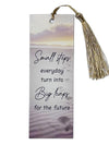 BOOKMARK WITH TASSEL- SMALL STEPS LAMINATED - GOLD FOILED