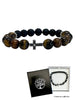 BRACELET MULTI STONE WITH CROSS STAINLESS-STEEL CROSS - TIGER EYE'S STONE