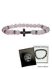 BRACELET MULTI STONE WITH CROSS STAINLESS-STEEL CROSS - ROSE QUARTZ STONE