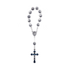 ROSARY RING WITH ROSE CARVED METAL BEADS