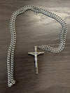 CRUCIFIX – METAL NICKEL CROSS (60mm x 25mm) On Silver Rhodium Chain