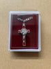 CRUCIFIX – ST BENEDICT METAL BLUE OR RED (4cm x 2cm) Silver Rhodium Chain 60cm