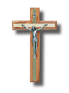 WALL CRUCIFIX GOLD INLAY - OLIVE WOOD METAL 20CM