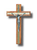 WALL CRUCIFIX GOLD INLAY - OLIVE WOOD METAL 20CM