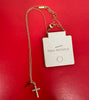 Stainless steel double cross necklace with Cz detail