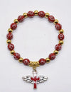 Angel Cross Bracelet Wristband, Golden Cross Bead Jewelry