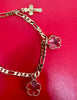 Brass 14k Gold Plated charm bracelet with textured crucifix charm & Virgin Mary Cz Medal